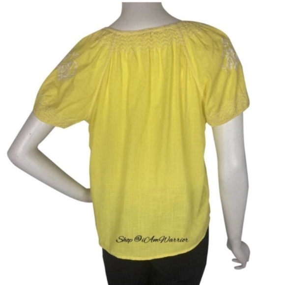 J.Crew lemon yellow embroidered peasant top *shop@iamwarrior - Picture 6 of 12